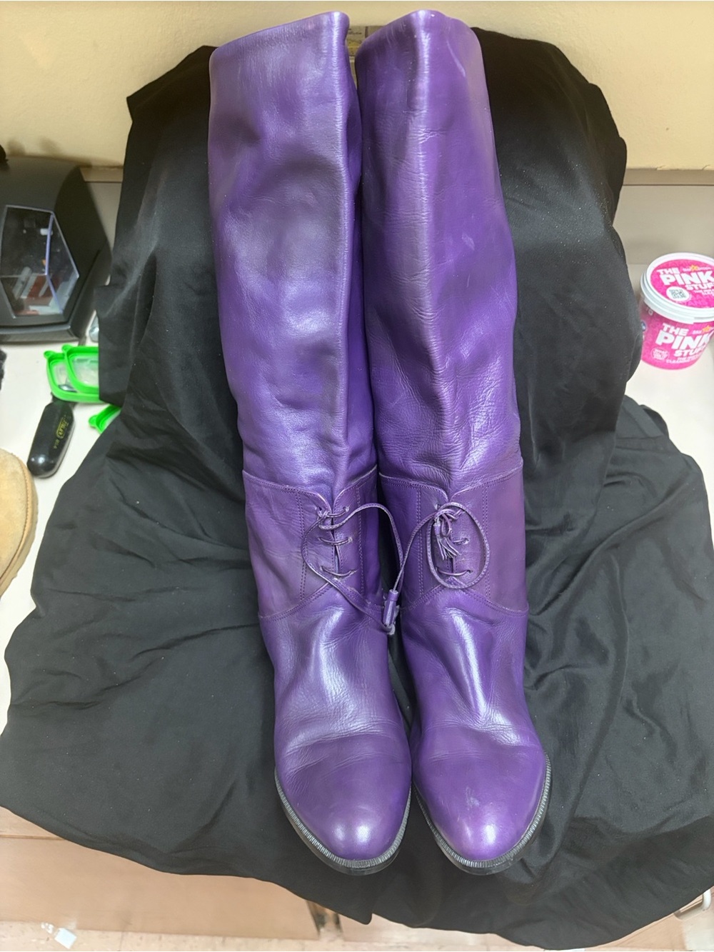 Rare Vintage 70s 80s Liz Claiborne Purple Leather Boots Made in Italy 7 1/2